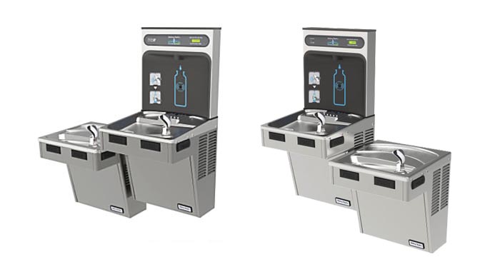 Diagram showing a reversible water fountain.