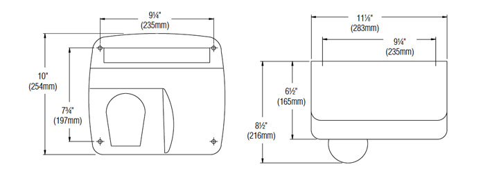 Measurement Diagram for Bradley 2903 Hand Dryer