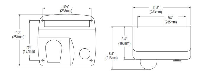 Measurement Diagram for Bradley 2904 Hand Dryer