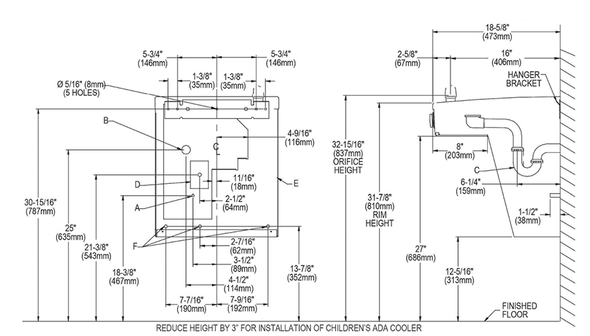 Measurement Diagram for Halsey_Taylor HVR8 Cooler
