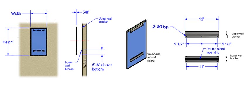 Measurements for Brey-Krause T-1024-30-SS Mirror