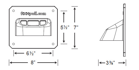 Dimensions for FootPull FP03 hands-free door opener