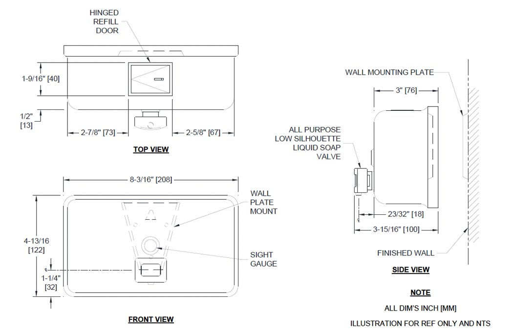 Measurement Diagram for ASI - 0345-41 Matte Black