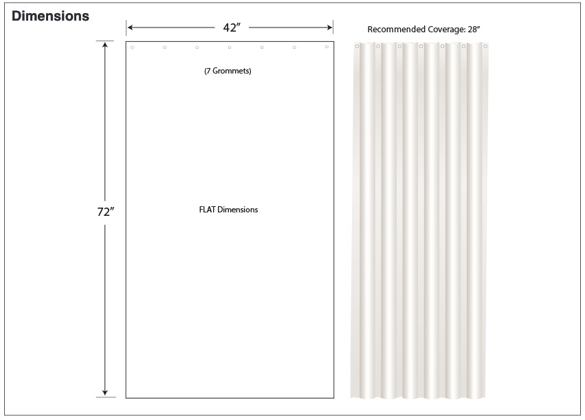 Measurements for ASI 10-1200-V42 Vinyl Shower Curtain