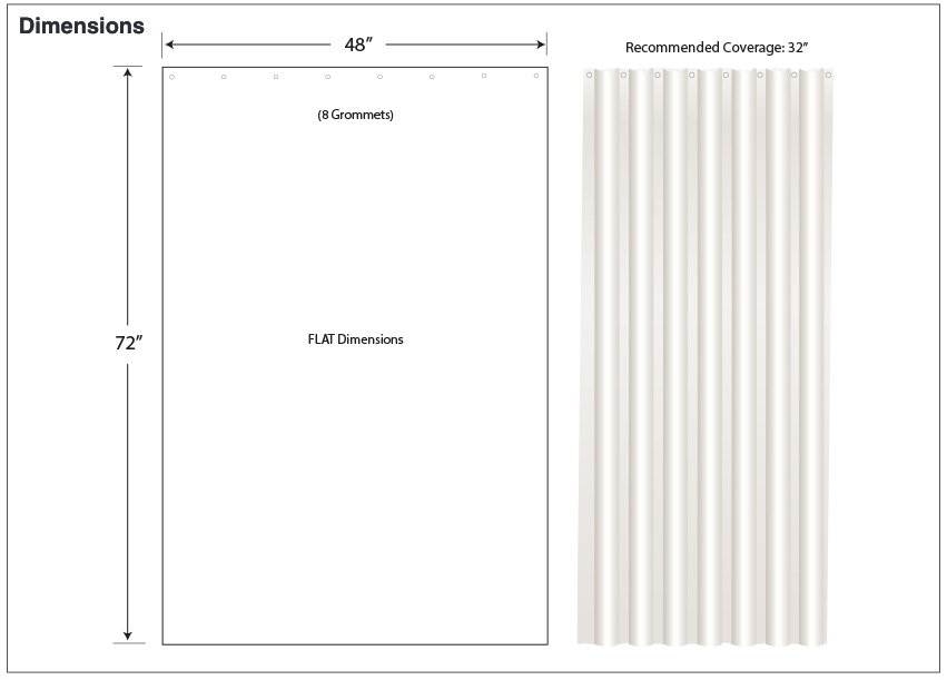 Measurements for ASI 10-1200-V48 Vinyl Shower Curtain