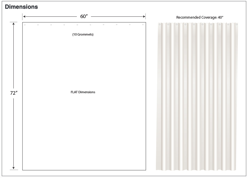 Measurements for ASI 10-1200-V60 Vinyl Shower Curtain