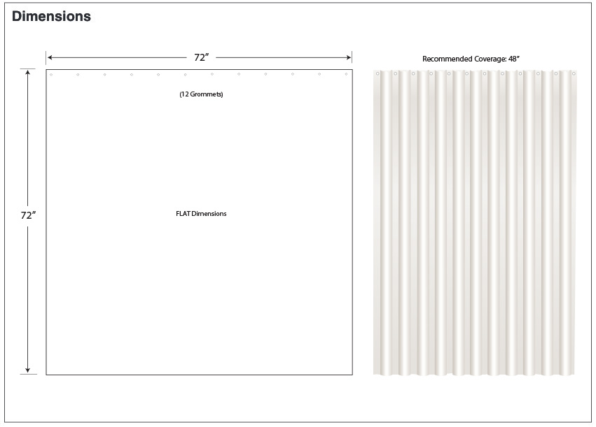 Measurements for ASI 10-1200-V72 Vinyl Shower Curtain