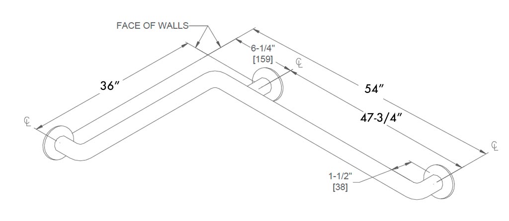 Measurements for ASI 10-3456 Grab Bar