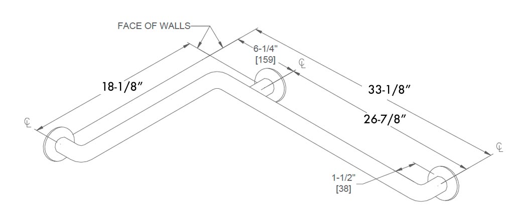 Measurements for ASI 10-3574 Grab Bar
