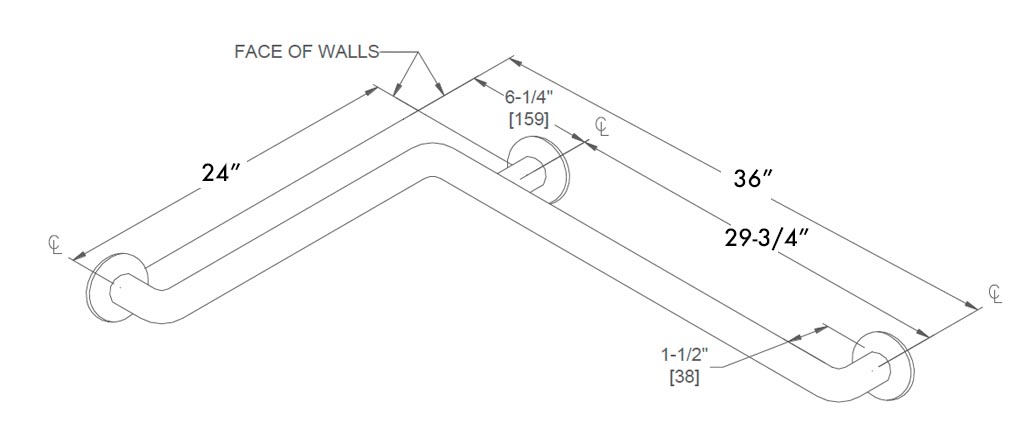 Measurements for ASI 10-3750 Grab Bar