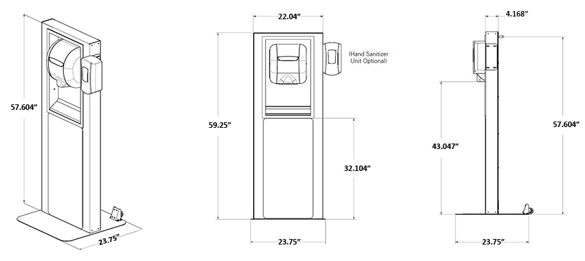 XLERATOR Mobile Hand Hygiene Station Measurement Diagram