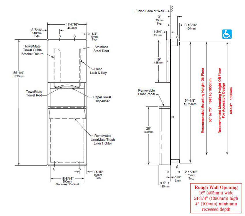 Measurements Diagram for ASI 43944