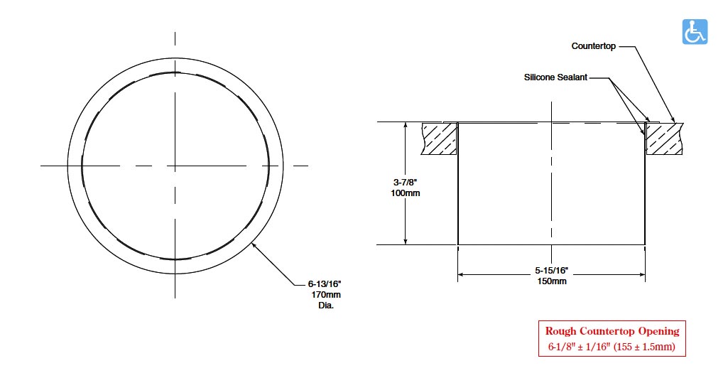 Measurements for Bobrick B-532 Recessed Waste Chute Pass Thru