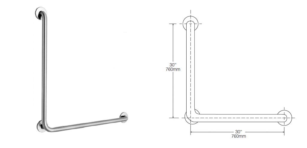 Measurement Diagram for Bobrick B-5898-99 Grab Bar