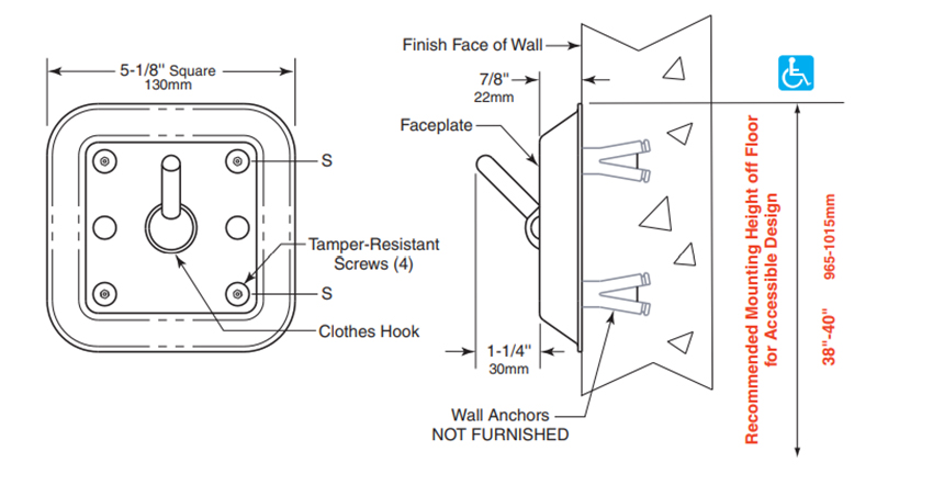Measurements for Bobrick B-983