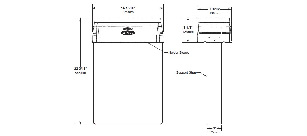 Measurements for Bobrick 43644-134 Bobrick LinerMate