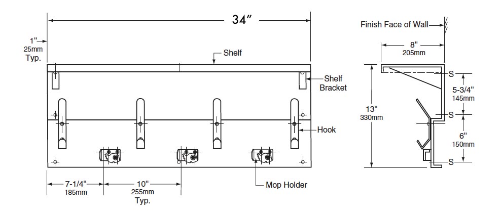 Measurement Diagram for Bobrick Model B-239X34