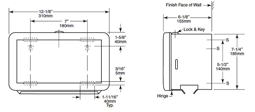 Measurement Diagram for Bobrick Model B-263