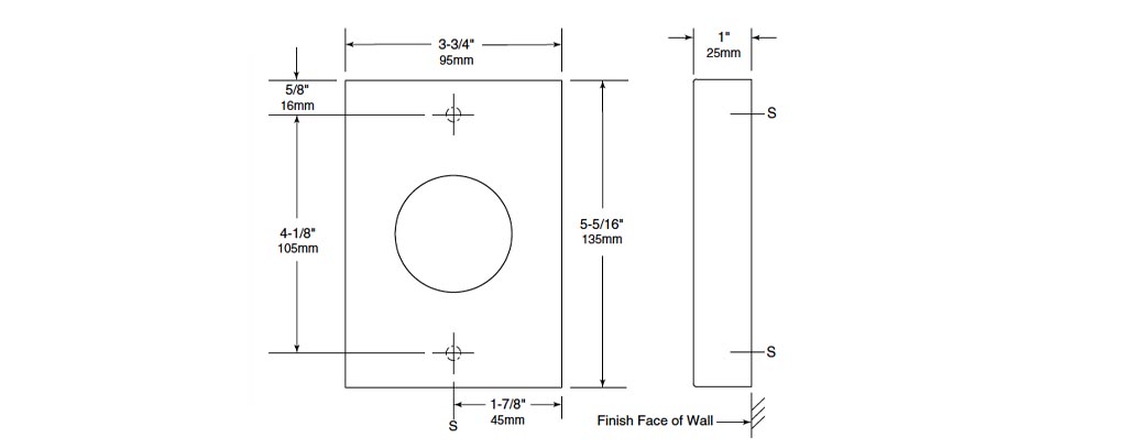 Measurement diagram for Bobrick Sanitary Bag Dispenser