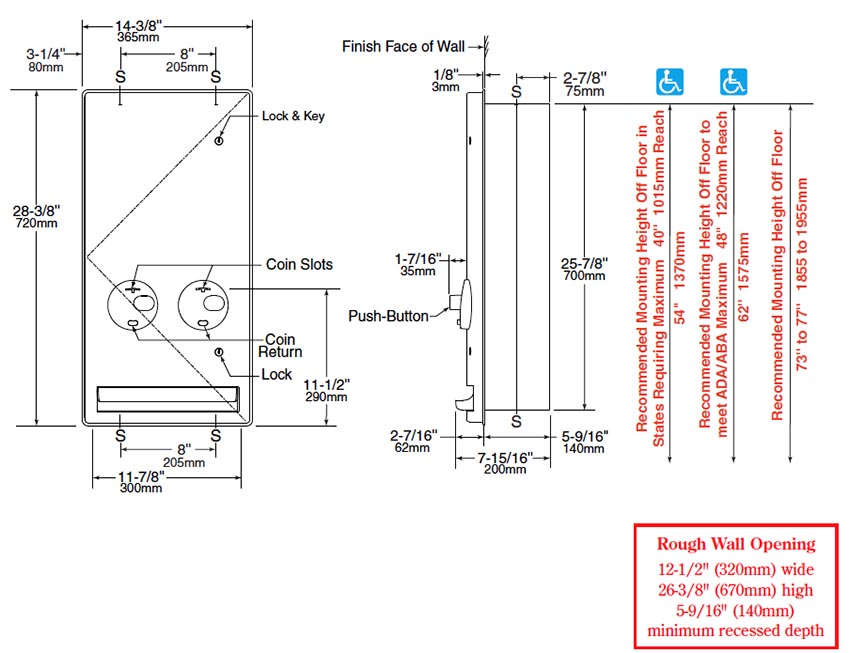 Measurement Diagram for Bobrick Model B-4706C