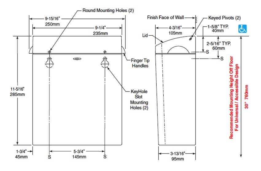 Measurement Diagram for Bobrick Model B-5270