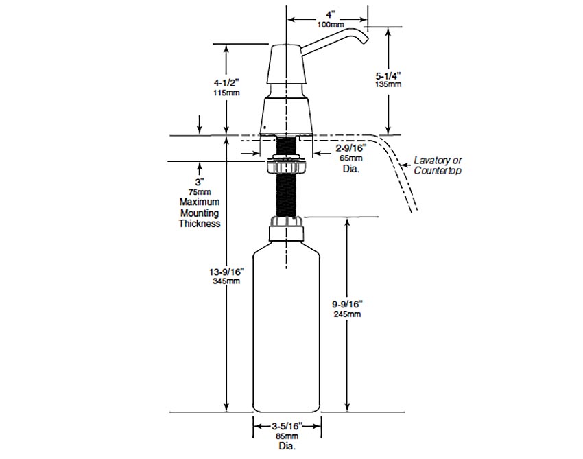 Measurement Diagram for Bobrick Model B-823