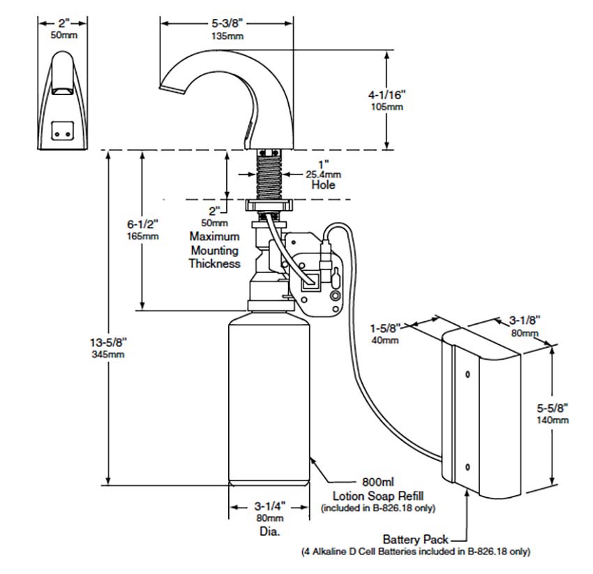 Measurement Diagram for Bobrick Model B-826.18