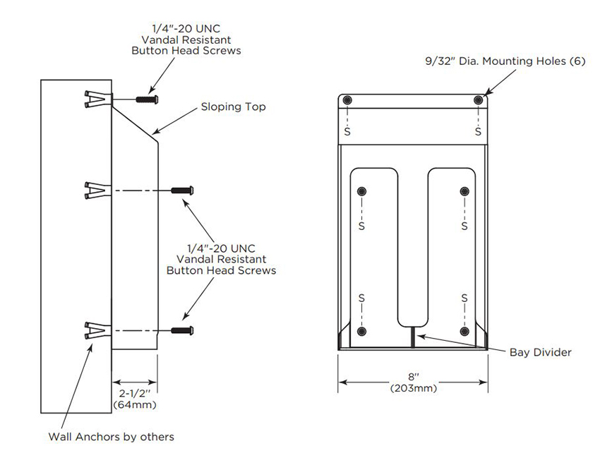 Measurements Diagram for Bobrick 9881
