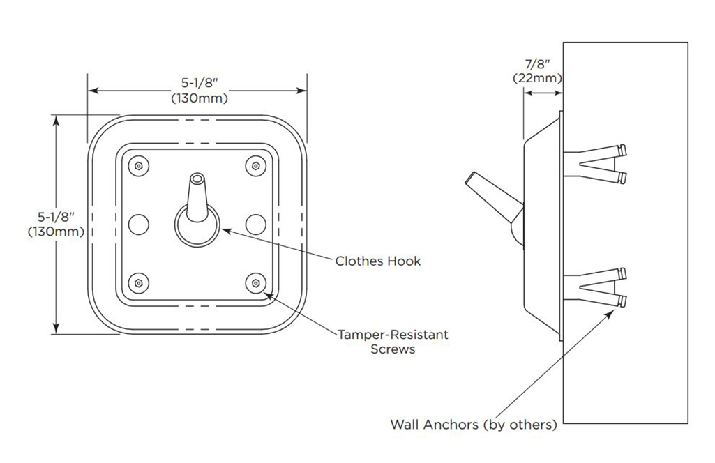 Measurements Diagram for Bobrick 9884