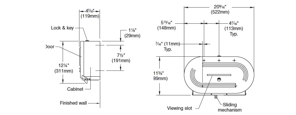 Measurements for Bradley 5425-000000