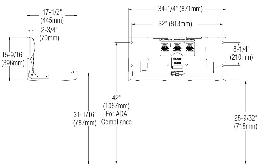 Measurements for Bradley 9632-000000