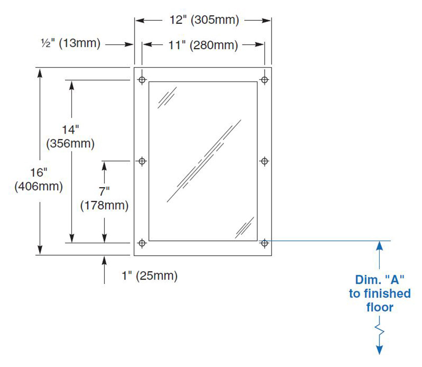 Measurements for Bradley SA03-000001 Security Mirror