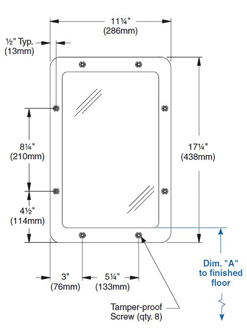 Measurements for Bradley SA05-000000 Security Mirrors