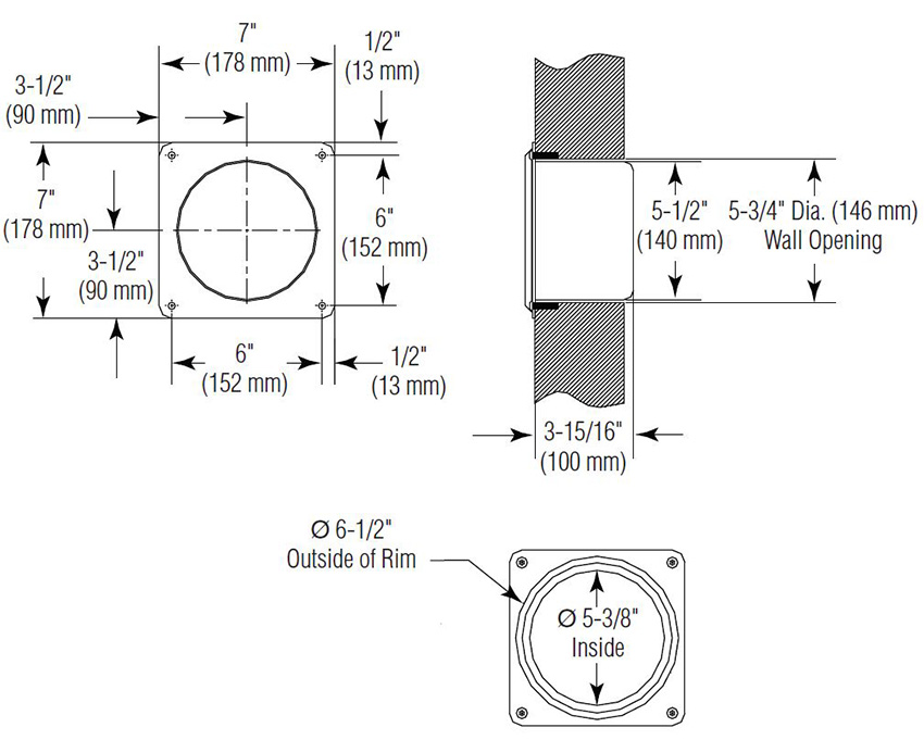 Measurements for Bradley SA12-000000 Security Toilet Tissue Holder