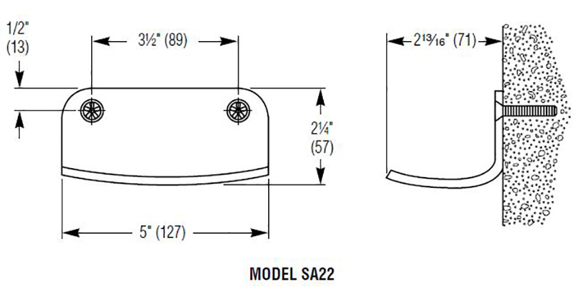 Measurements for Bradley SA22-000000 Security Soap Dishes
