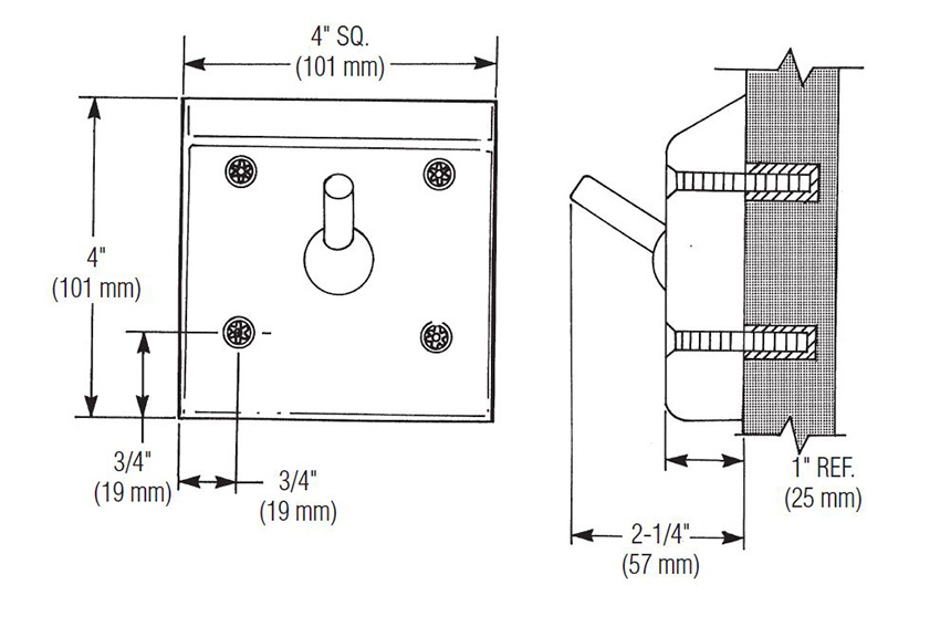 Measurements for Bradley SA36-000000 Security Hooks