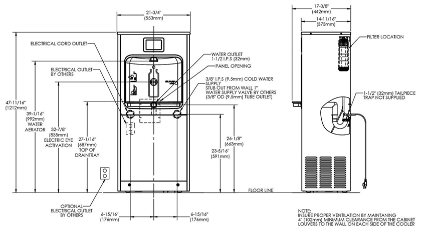 Measurement Diagram for Elkay DSSBF8SP