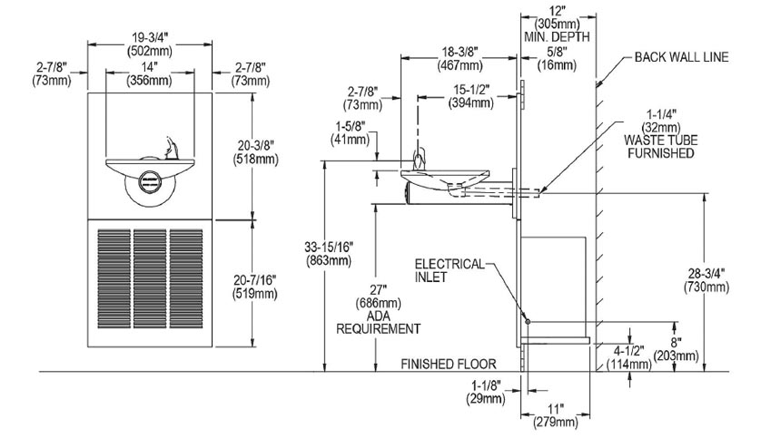 Measurements for Elkay ENOBM8K