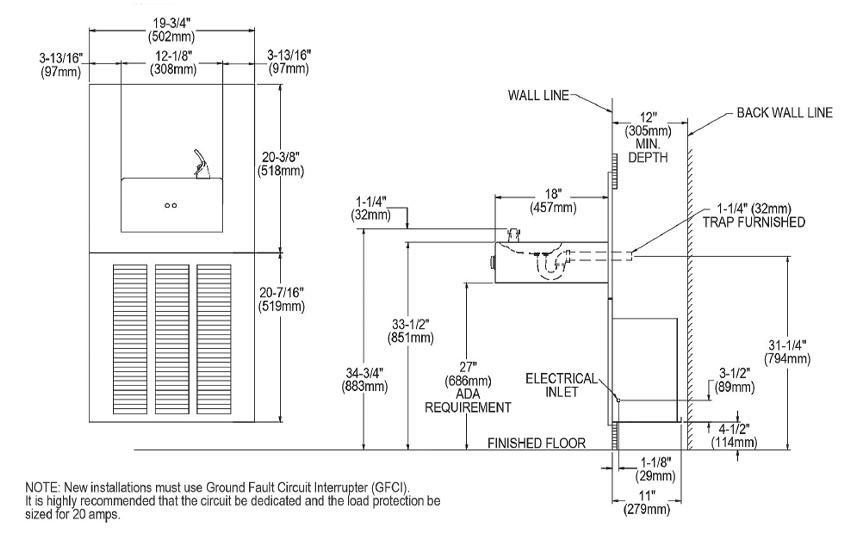 Measurements for Elkay EROM8K