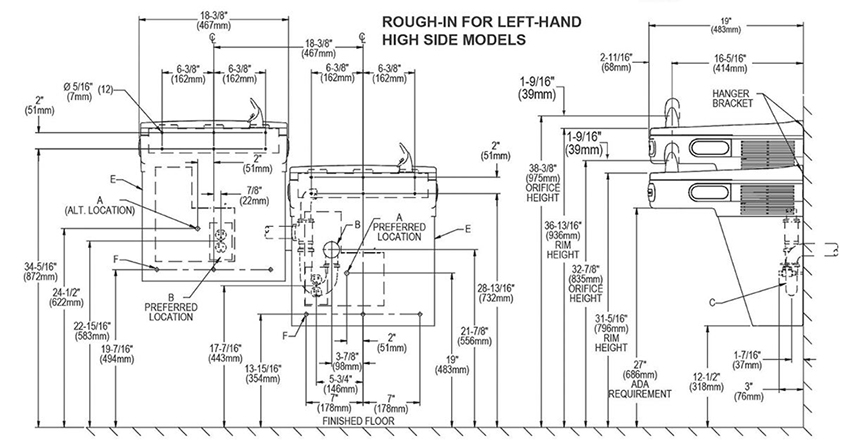 Measurement Diagram for Elkay EZOOSTL8LC
