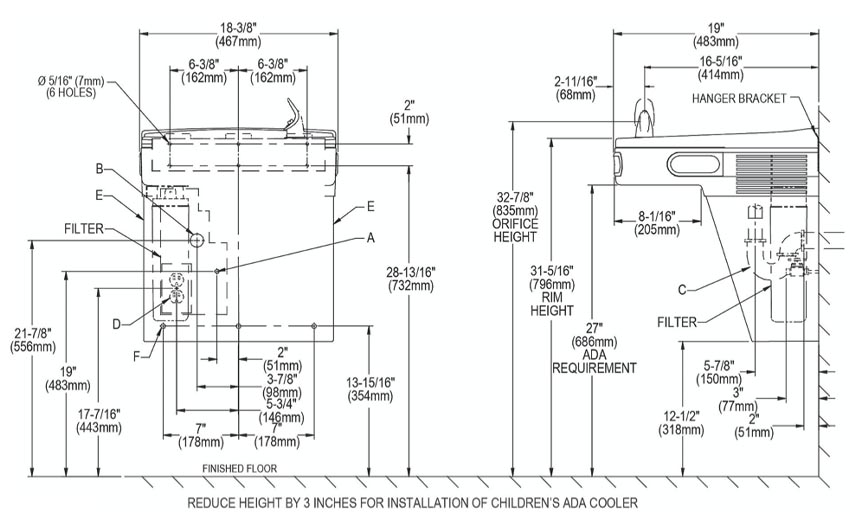 Measurements for Elkay LZO8S
