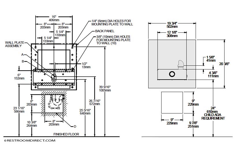 Measurements for Elkay ECDFPWVR314C Water fountain
