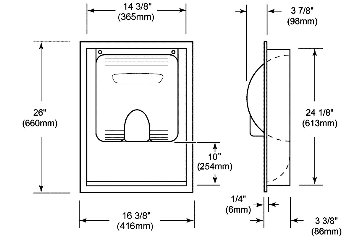 Measurements for Excel XLP-40502 XLERATOR Recess Kit