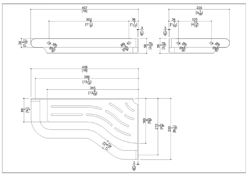 Measurements for G02AOR02W1 Stainless Steel Corner Shelf