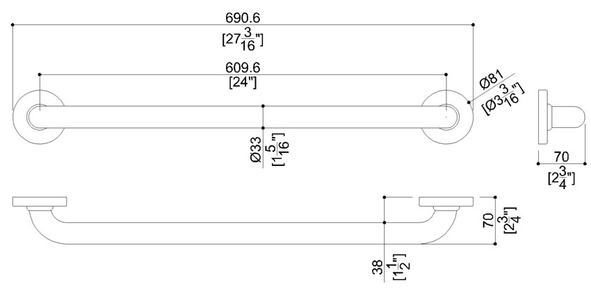 Measurements for Ponte Giulio G25JAS04I1 Grab Bar