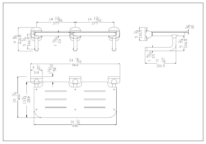 Measurements for G25JDS22W1 Rectangular HPL Folding Shower Seat