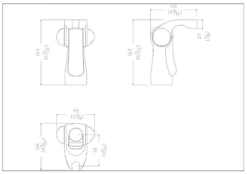 Measurements for Y87JOS04W1 Ergonomic ABS Hand Shower Holder