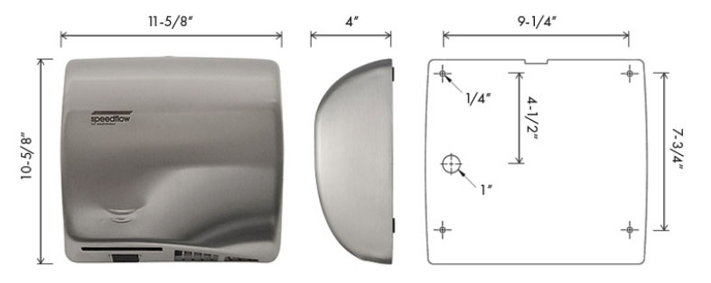 Measurements for Saniflow M06ACS Hand Dryer