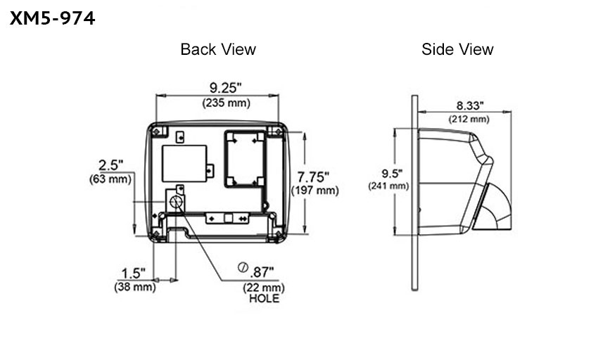 Measurements for World Dryer XM5-974 Hand Dryer