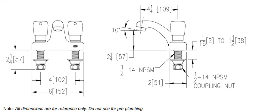 Measurements Diagram for Zurn Z86500-XL